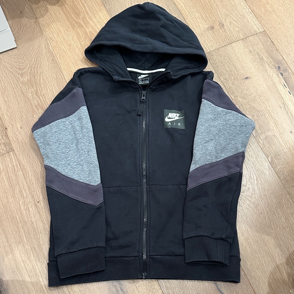 Nike Black and Gray Zip-Up Hoodie